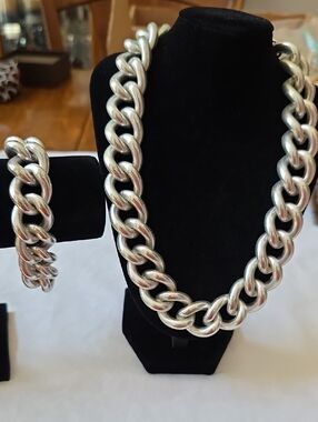 Best Silver-Tone Chunky Chain Necklace and Bracelet Set